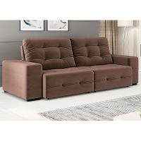 Sofá 4 Lugares Linoforte Bonno Retrátil e Reclinável Revestido em Tecido Suede - 230cm de Largura