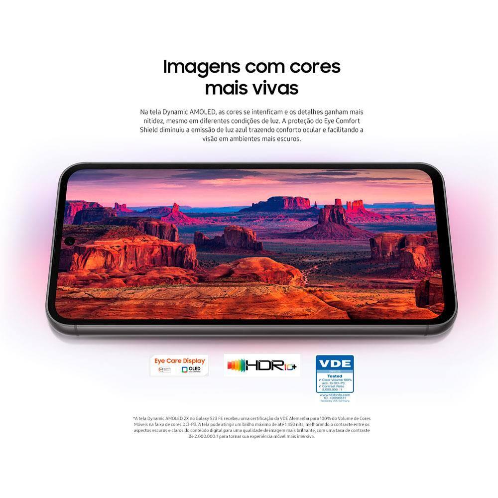 Smartphone Samsung Galaxy S23 FE 5G 256GB, 8GB RAM, Inteligência Artificial, Câmera Tripla, Selfie 10MP, Tela 6.4", Exynos 2200 Octa Core - Grafite - 7