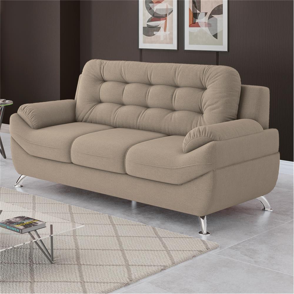 Sofá 3 Lugares Linoforte Mercury Revestido em Tecido Suede - 200cm de largura - 2