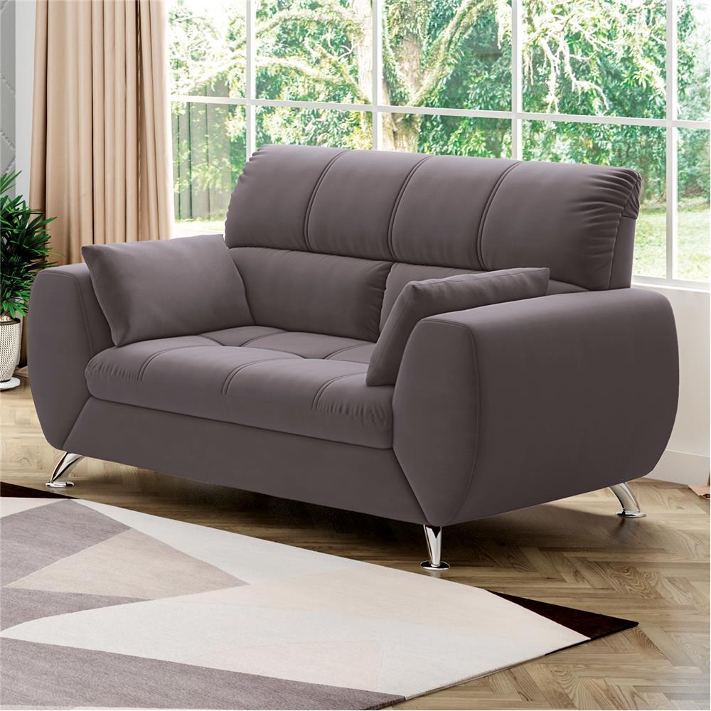 Sofá de 2 Lugares Linoforte Bélgica com 154 cm de Largura e Revestido em Tecido Suede - 2