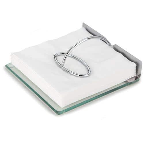 Porta-guardanapo Forma Slim 2719/E em Inox e Vidro - 19 cm - 1