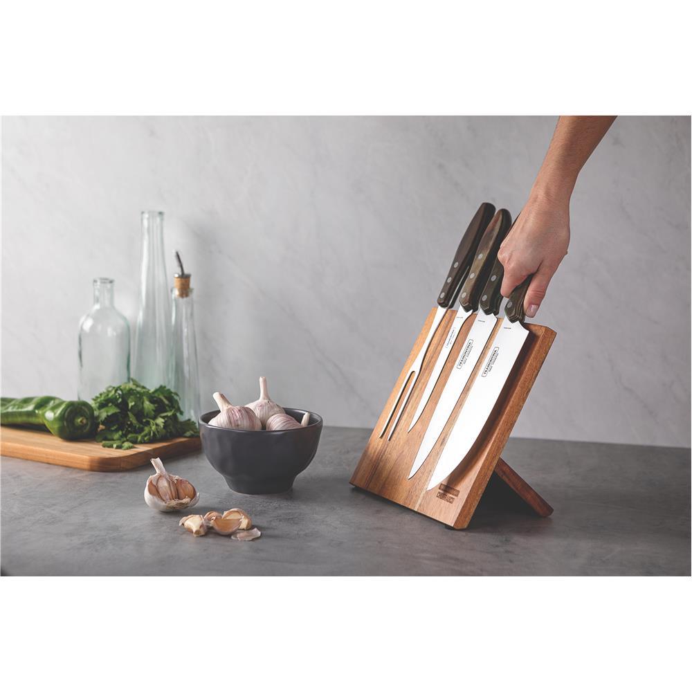 Conjunto para Churrasco Tramontina em Aço Inox e Madeira Polywood Castanho – 5 Peças - 3