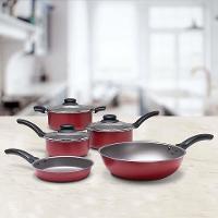 Conjunto de Panelas 5 Peças Brinox Ruby com Revestimento Interno Antiaderente Pro-Flon e Tampas de Vidro com Saída de Vapor - Vermelho - 2