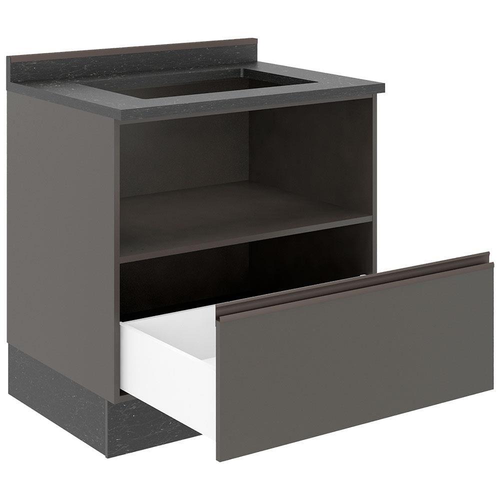 Balcão Cooktop Bartira Linea 5 Bocas com 1 Gaveta e 1 Porta Basculante - 80,1cm de largura - 2