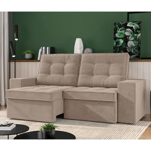 Sofá 3 Lugares Luizzi Monet com Assento Retrátil e Reclinável, Revestido em Veludo - 191cm de Largura