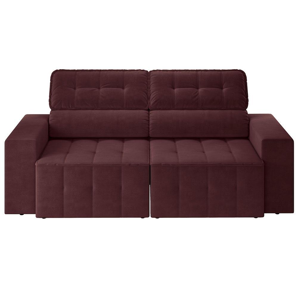 Sofá 4 Lugares Luizzi Falconi com 219 cm de Largura, Retrátil e Reclinável, Revestido em Veludo Plush - 3