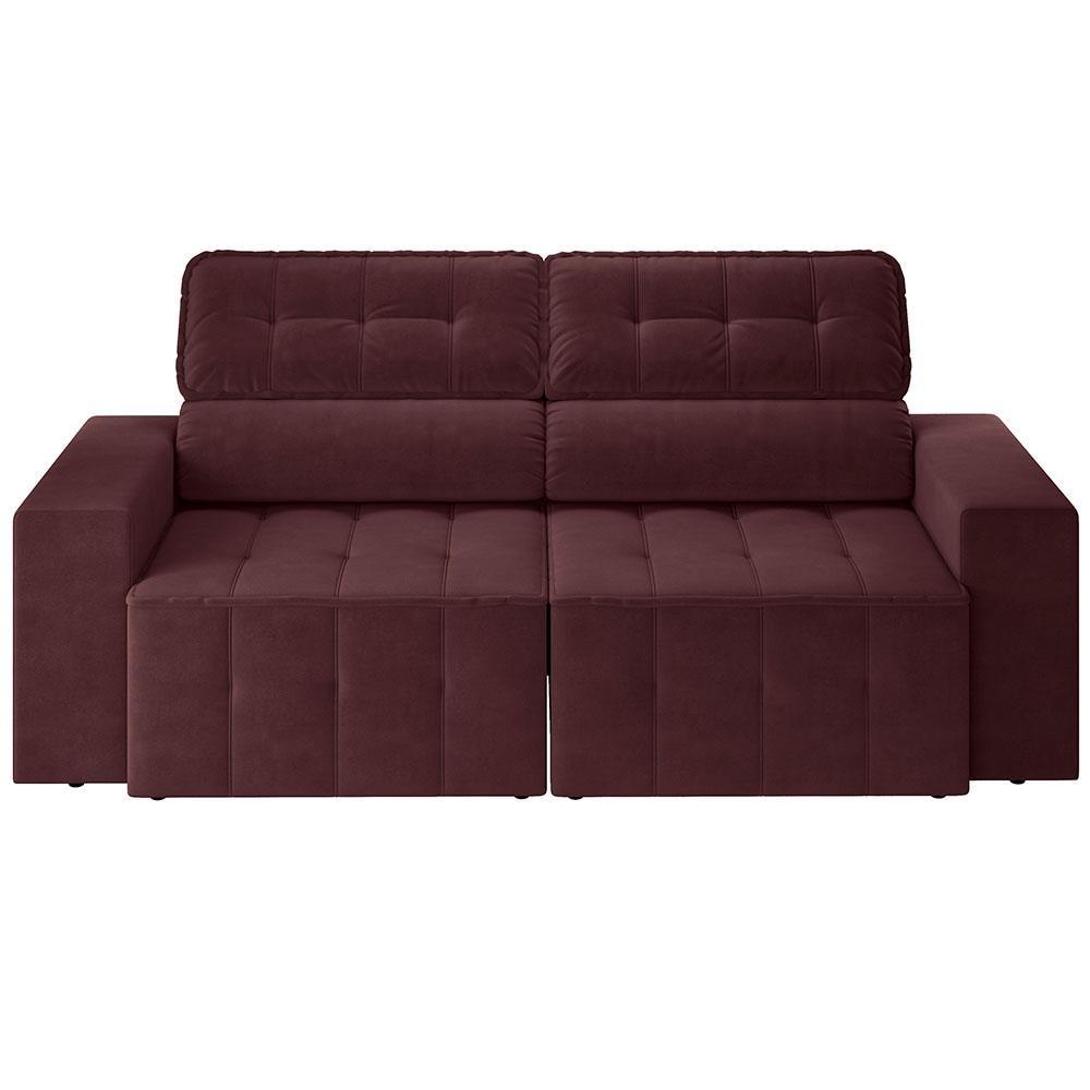 Sofá 4 Lugares Luizzi Falconi com 219 cm de Largura, Retrátil e Reclinável, Revestido em Veludo Plush - 4
