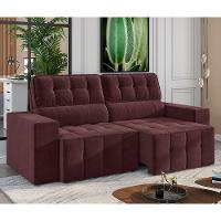 Sofá 4 Lugares Luizzi Falconi com 219 cm de Largura, Retrátil e Reclinável, Revestido em Veludo Plush - 1