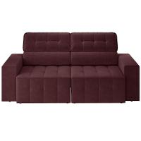 Sofá 4 Lugares Luizzi Falconi com 219 cm de Largura, Retrátil e Reclinável, Revestido em Veludo Plush