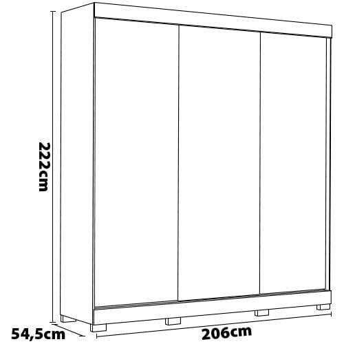 Guarda-Roupa Bartira Ventura com Espelho, 3 Portas de Correr e 4 Gavetas - 205,5cm de largura - 5