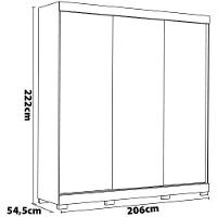 Guarda-Roupa Bartira Ventura com Espelho, 3 Portas de Correr e 4 Gavetas - 205,5cm de largura - 5