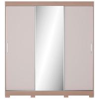 Guarda-Roupa Bartira Ventura com Espelho, 3 Portas de Correr e 4 Gavetas - 205,5cm de largura - 2