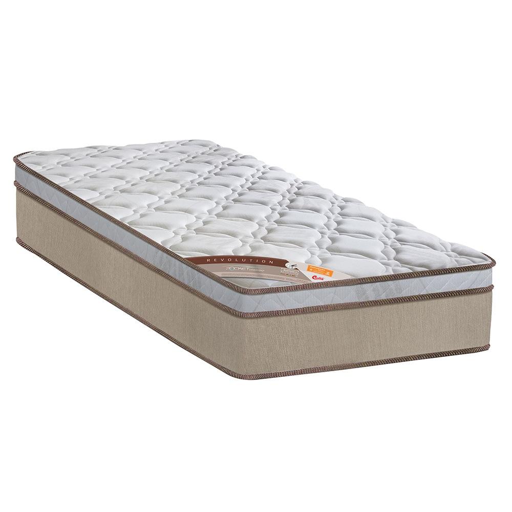 Colchão Solteirão Castor Sleep Revolution com Molas Ensacadas e Euro Pillow 27x96x203 cm - Branco/Bege - 1