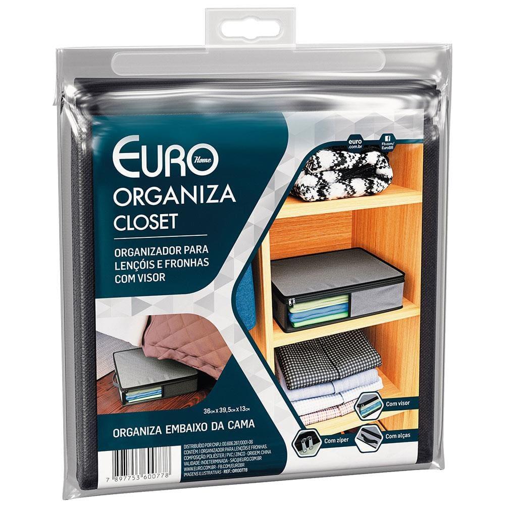 Organizador Euro Home para Lençóis e Fronhas com Visor - Cinza - 8