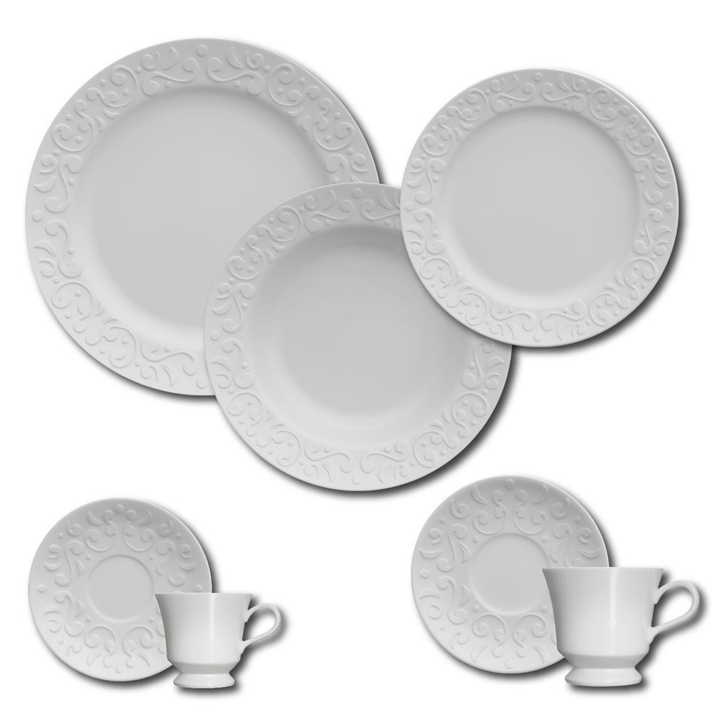 Aparelho de Jantar, Chá e Sobremesa 42 Peças Germer Tassel em Porcelana – Branco - 1