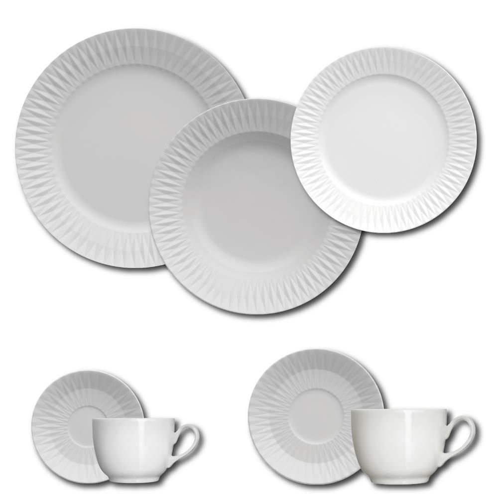 Aparelho de Jantar, Chá, Café e Sobremesa 42 Peças Germer Diamante em Porcelana – Branco - 1