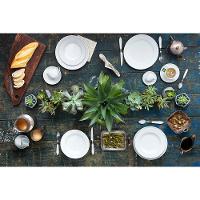 Conjunto de Pratos Rasos Germer Chevron em Porcelana Branco – 6 Peças - 3