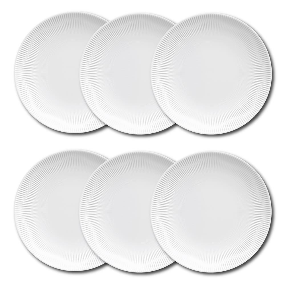 Conjunto de Pratos Rasos Germer Shell em Porcelana Branco – 6 Peças - 1