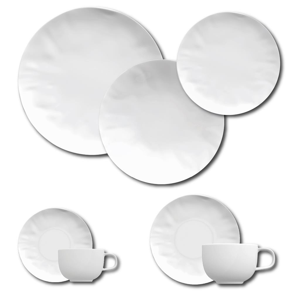 Aparelho de Jantar, Chá, Café e Sobremesa 42 Peças Germer Orgânico em Porcelana – Branco - 1