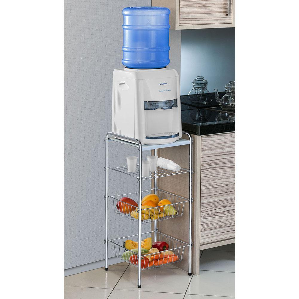 Mesa para Bebedouro Desmontável com Cesto de Frutas Utimil CR436 em Aço e Arame Cromado - 1