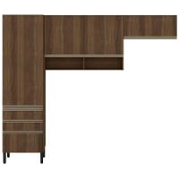 Cozinha Compacta Bartira Jaspe com 4 Portas, 3 Gavetas e 5 Prateleiras - 260,4cm de largura - 1
