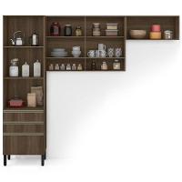 Cozinha Compacta Bartira Jaspe com 4 Portas, 3 Gavetas e 5 Prateleiras - 260,4cm de largura