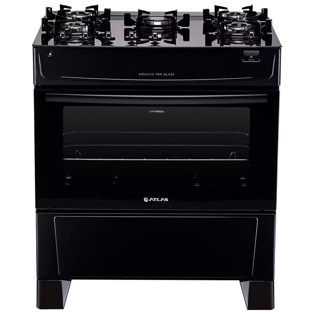 Fogão Atlas 5 Bocas Mônaco Top Glass com Mesa de Vidro e Acendimento Automático Bivolt – Preto - 2