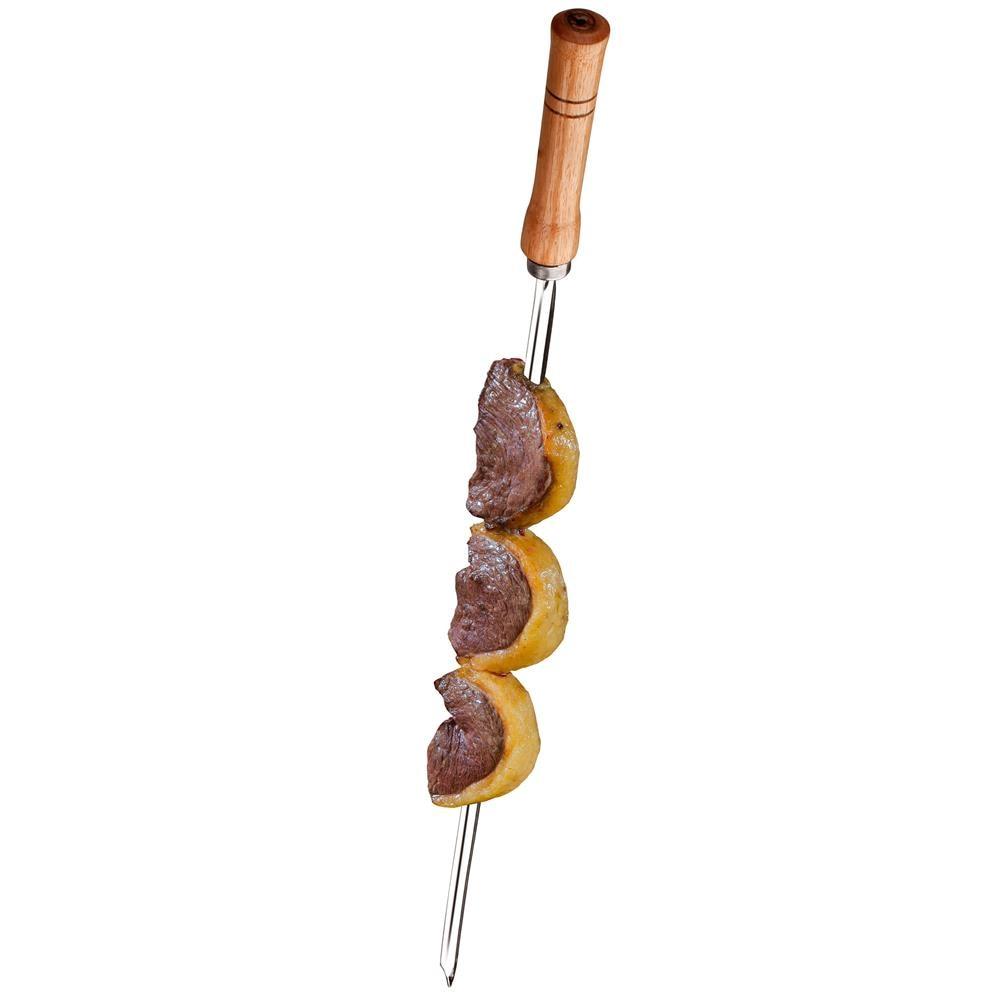 Conjunto de Espetos Simples e Duplo Utimil em Aço Inox, Aço Cromado e Madeira – 4 Peças - 5