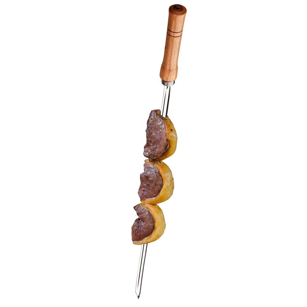 Conjunto de Grelha para Coraçãozinho e Espetos Simples Utimil em Aço Cromado, Aço Inox e Madeira – 3 Peças - 5