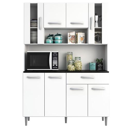 Cozinha Compacta Poliman Móveis Gabi com 8 Portas e 1 Gaveta - 120cm de largura