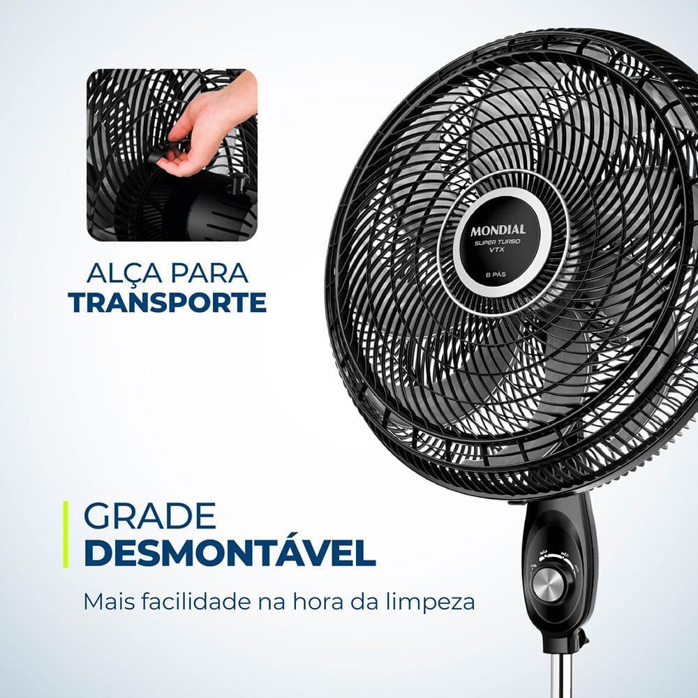 Ventilador de Coluna Mondial Turbo VTX-50C-8P 50cm, 8 pás, 150W - Preto - 6