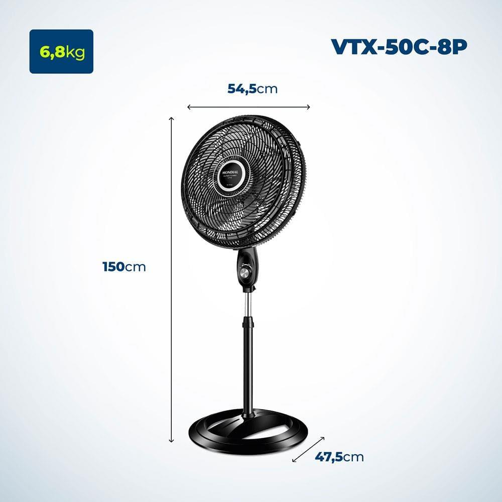 Ventilador de Coluna Mondial Turbo VTX-50C-8P 50cm, 8 pás, 150W - Preto - 7