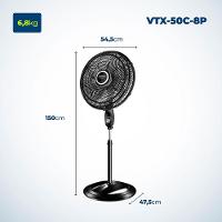 Ventilador de Coluna Mondial Turbo VTX-50C-8P 50cm, 8 pás, 150W - Preto - 7