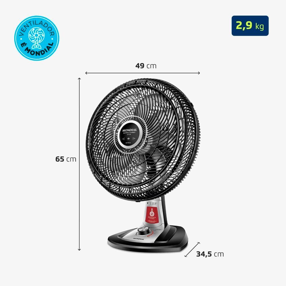 Ventilador de Mesa Mondial VTX-40-8P 40cm com Função Repelente Líquido - Preto - 9