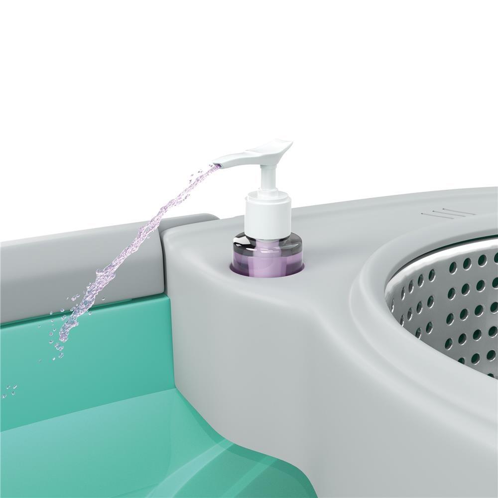 Mop Giratório FlashLimp Ciclone com Balde 20L, Rodas, Cabo Telescópico e 2 Refis – Verde/ Cinza - 5