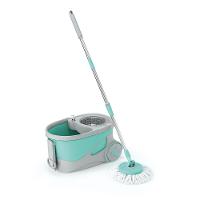 Mop Giratório FlashLimp Ciclone com Balde 20L, Rodas, Cabo Telescópico e 2 Refis – Verde/ Cinza - 1