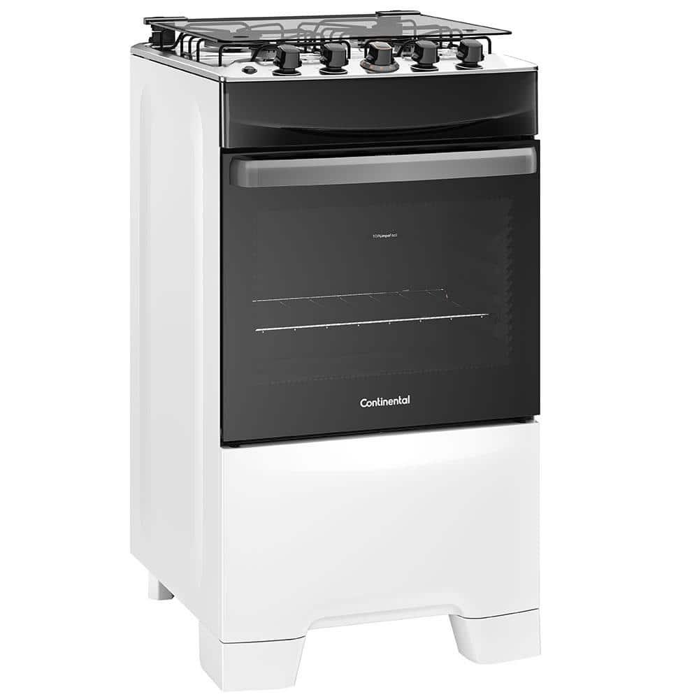 Fogão Continental 4 Bocas FC4IB com Mesa de Inox, Tecnologia Top Limpa Fácil e Acendimento Automático Bivolt – Branco - 1