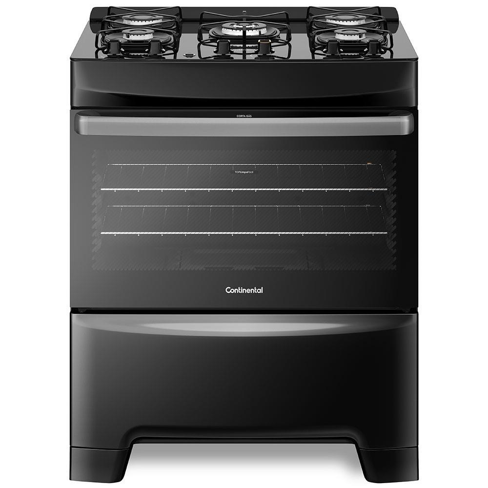 Fogão Continental 5 Bocas FC5GP com Mesa de Vidro, Tecnologia Top Limpa Fácil e Acendimento Automático – Preto - 2