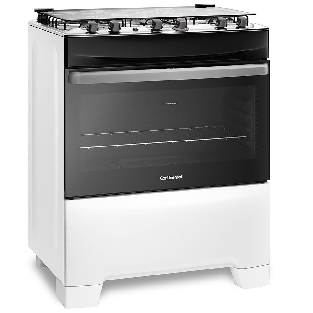 Fogão Continental 5 Bocas FC5IB com Mesa de Inox, Tecnologia Top Limpa Fácil e Acendimento Automático – Branco - 1
