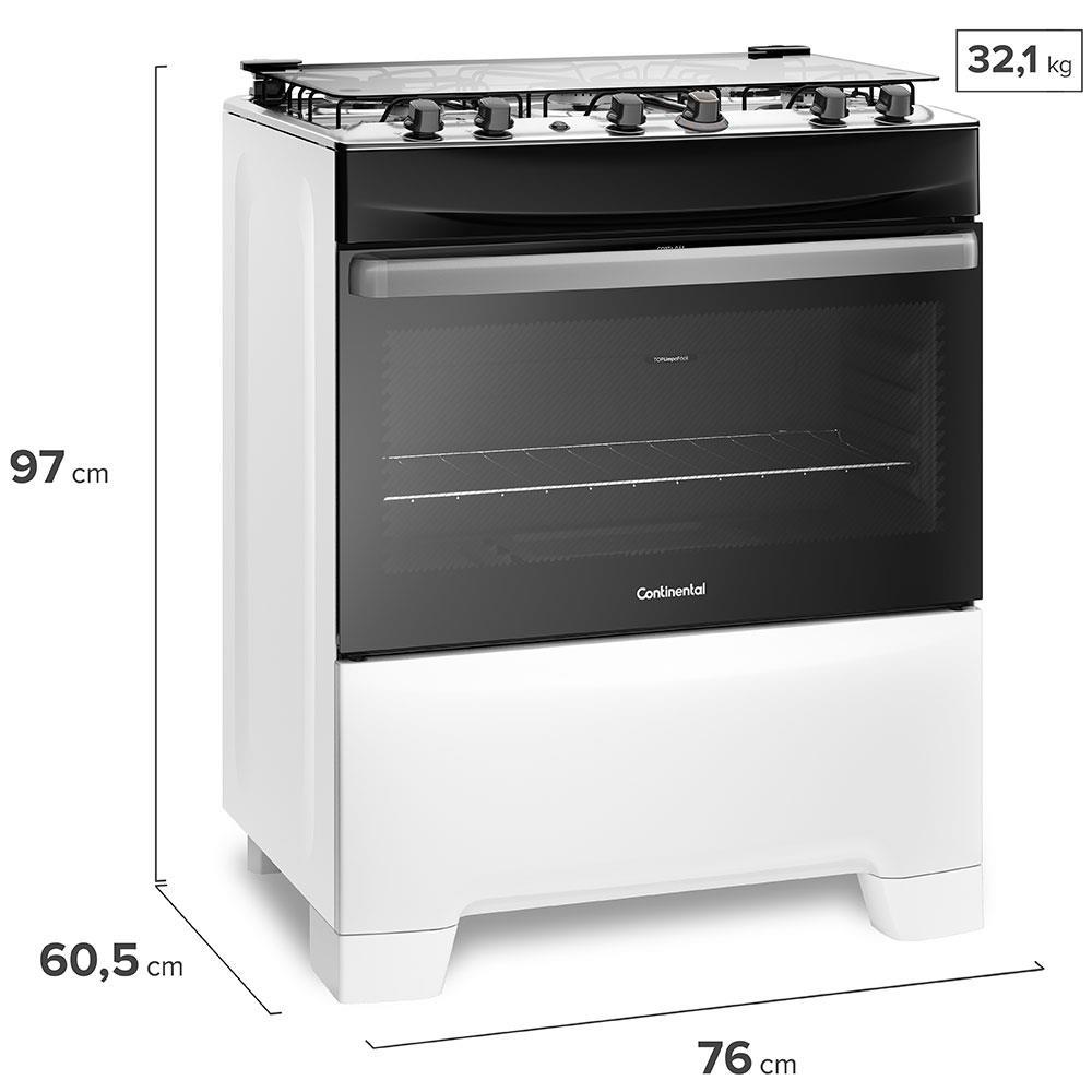 Fogão Continental 5 Bocas FC5IB com Mesa de Inox, Tecnologia Top Limpa Fácil e Acendimento Automático – Branco - 8