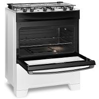 Fogão Continental 5 Bocas FC5IB com Mesa de Inox, Tecnologia Top Limpa Fácil e Acendimento Automático – Branco