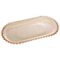 Travessa Oval Wolff Pearl em Cristal Âmbar - 15 x 30 cm - 1