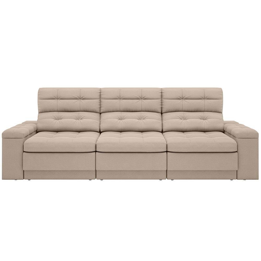 Sofá Retrátil Reclinável 4 Lugares DDS Next Brunello com Almofadas Fixas, Revestimento Velosuede e Espuma D26 - 230cm de largura - 1