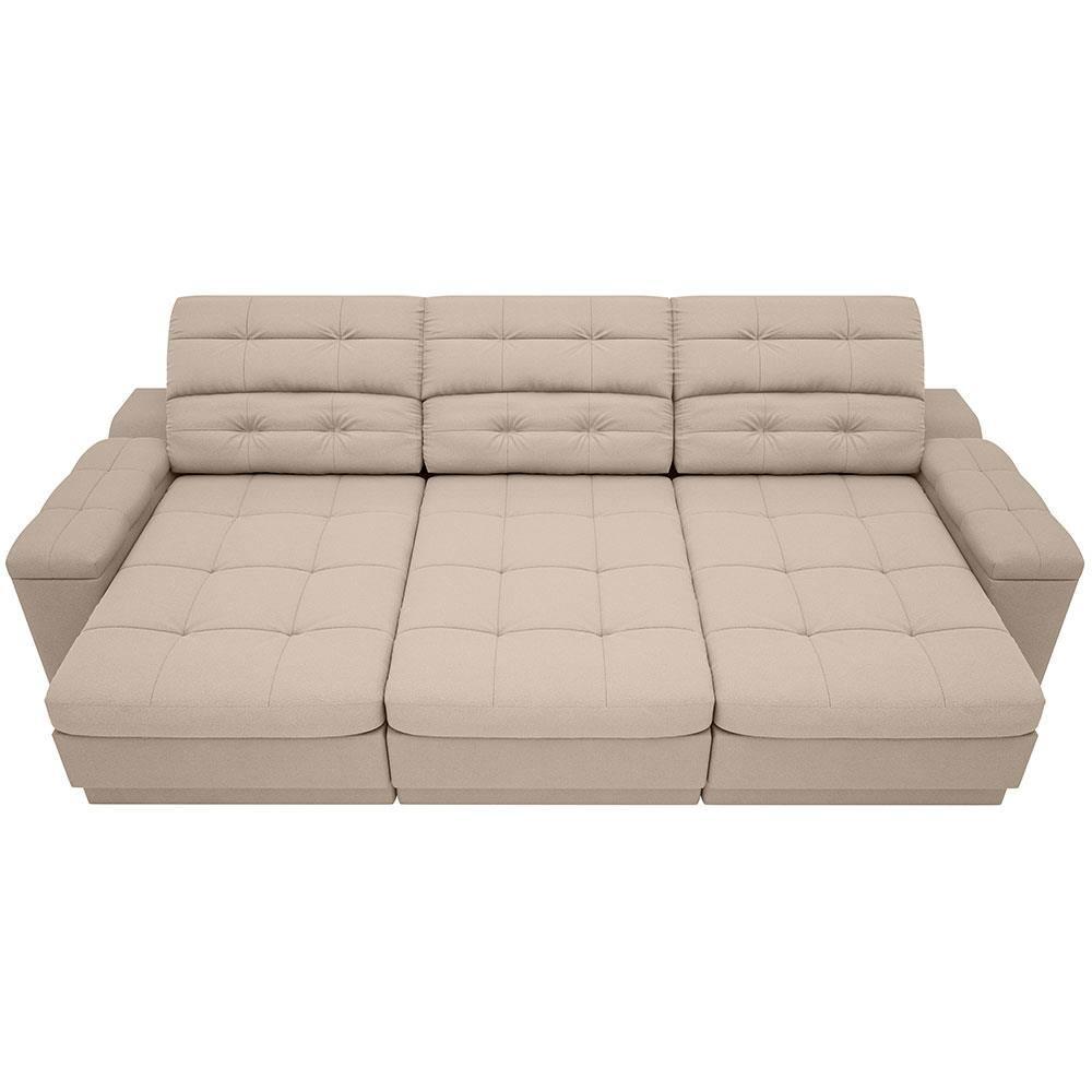 Sofá Retrátil Reclinável 4 Lugares DDS Next Brunello com Almofadas Fixas, Revestimento Velosuede e Espuma D26 - 230cm de largura - 5