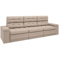 Sofá Retrátil Reclinável 4 Lugares DDS Next Brunello com Almofadas Fixas, Revestimento Velosuede e Espuma D26 - 230cm de largura - 2