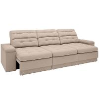 Sofá Retrátil Reclinável 4 Lugares DDS Next Brunello com Almofadas Fixas, Revestimento Velosuede e Espuma D26 - 230cm de largura - 3