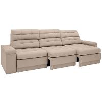 Sofá Retrátil Reclinável 4 Lugares DDS Next Brunello com Almofadas Fixas, Revestimento Velosuede e Espuma D26 - 230cm de largura