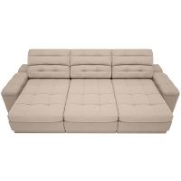 Sofá Retrátil Reclinável 4 Lugares DDS Next Brunello com Almofadas Fixas, Revestimento Velosuede e Espuma D26 - 230cm de largura - 5