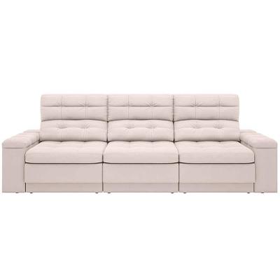 Sofá Retrátil Reclinável 4 Lugares DDS Next Brunello com Almofadas Fixas, Revestimento Velosuede e Espuma D26 - 230cm de largura