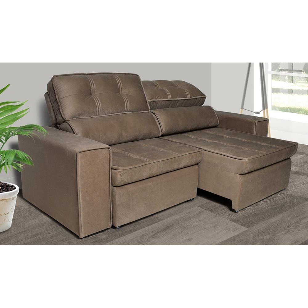 Sofá 5 Lugares Luizzi Bugatti II com Retrátil e Reclinável, Revestido em Tecido Veludo Plush e 251 cm de Largura - 2
